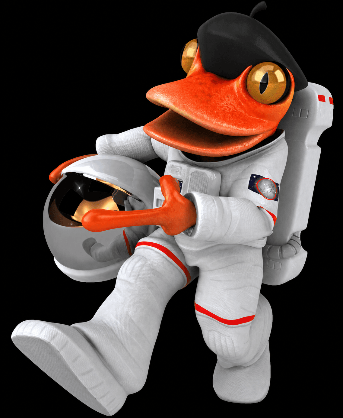 Astronaut frog floating in space